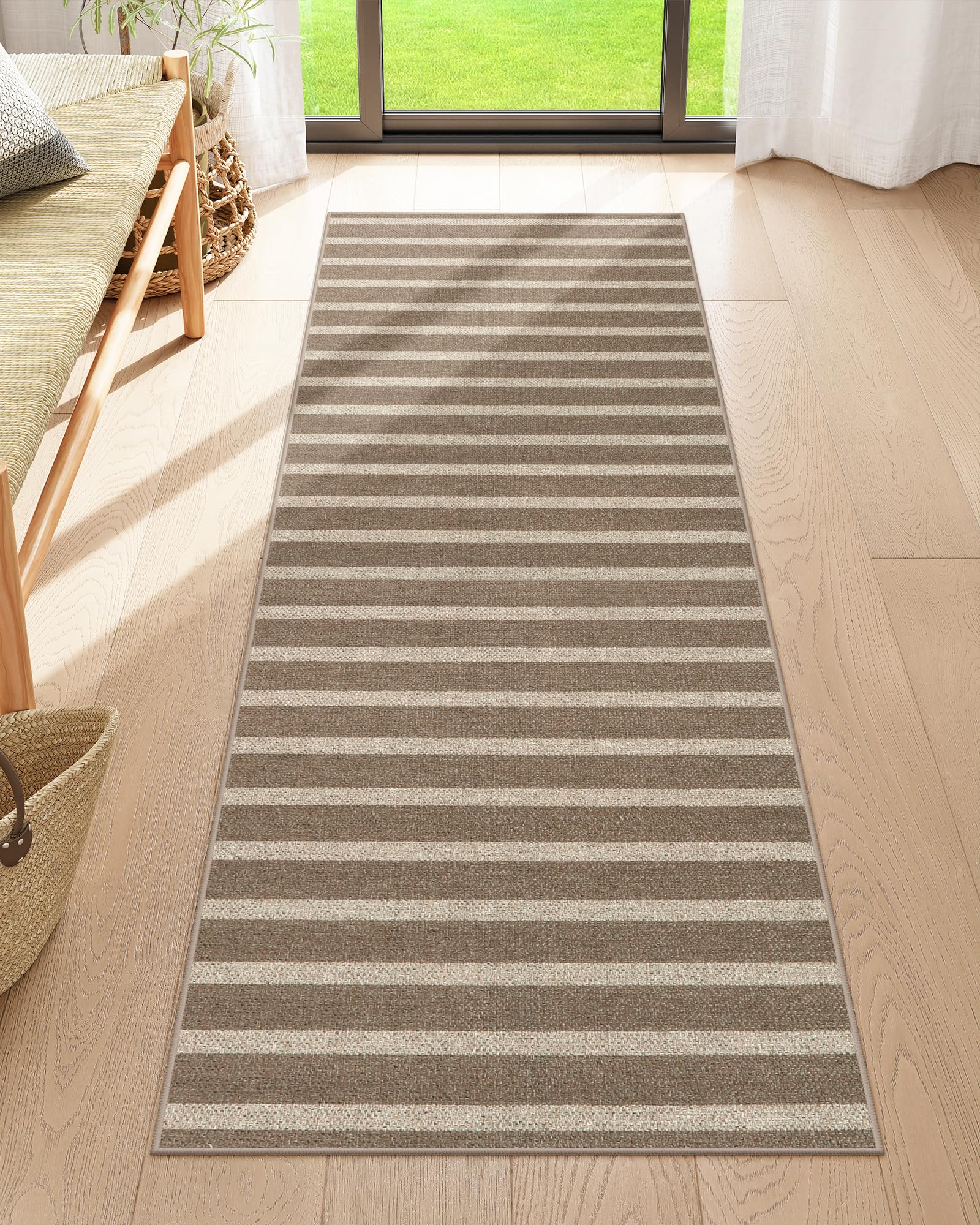 Lahome Striped Easy Jute Outdoor Patio Rug, 3x5 Washable Rugs for Entryway Porch, Farmhouse Neutral Non Shedding Indoor Outdoor Carpet for Entry Kitchen Guestroom Deck Foyer