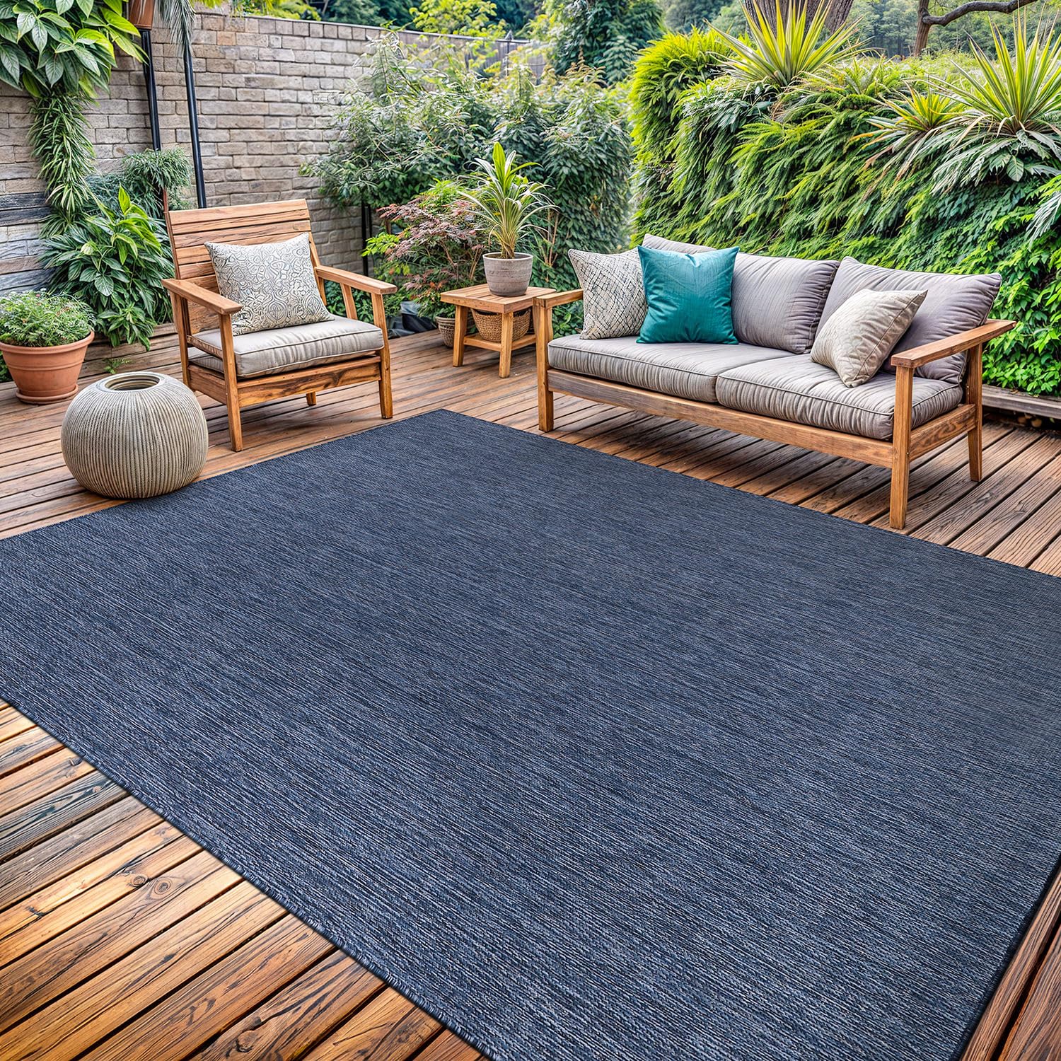 Washable Indoor Outdoor Rug 6x9 Modern Area Rugs Branch Pattern Non Shedding Waterproof Easy Clean Patio Deck Porch Living Room Bedroom Garden RV (6 X 9 Blue)