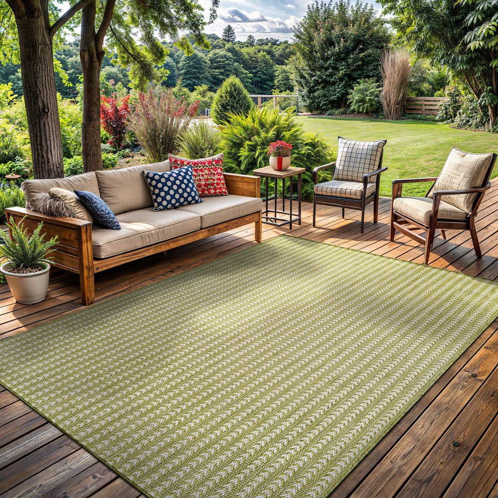 Washable Outdoor Rug 5x7 Modern Area Rugs Outdoor Carpets Striped Pattern Non Shedding Waterproof Easy Clean Patio Deck Porch Living Room Bedroom Garden RV (5 X 7 Olive)