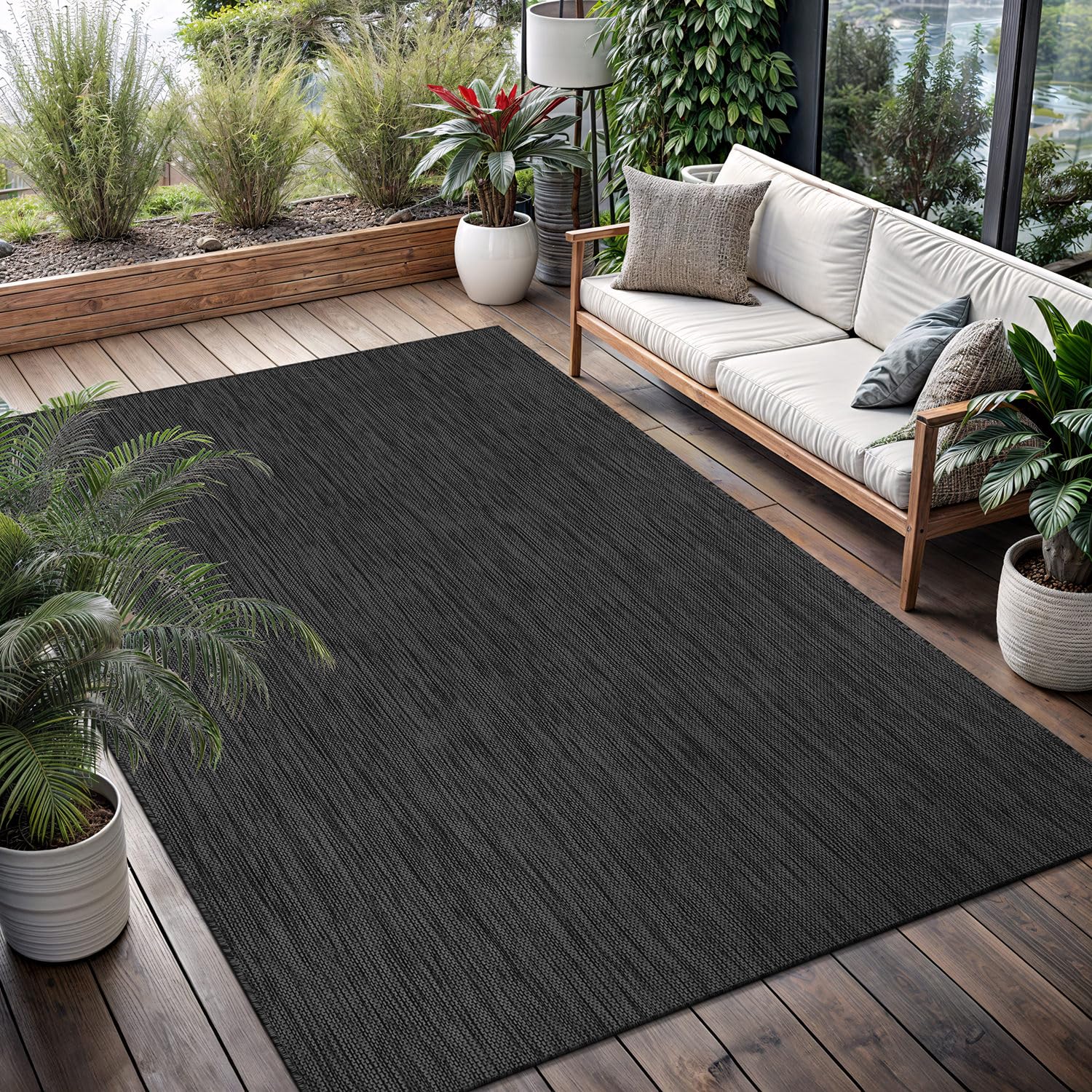 Washable Indoor Outdoor Rug 6x9 Modern Area Rugs Branch Pattern Non Shedding Waterproof Easy Clean Patio Deck Porch Living Room Bedroom Garden RV (6 X 9 Blue)