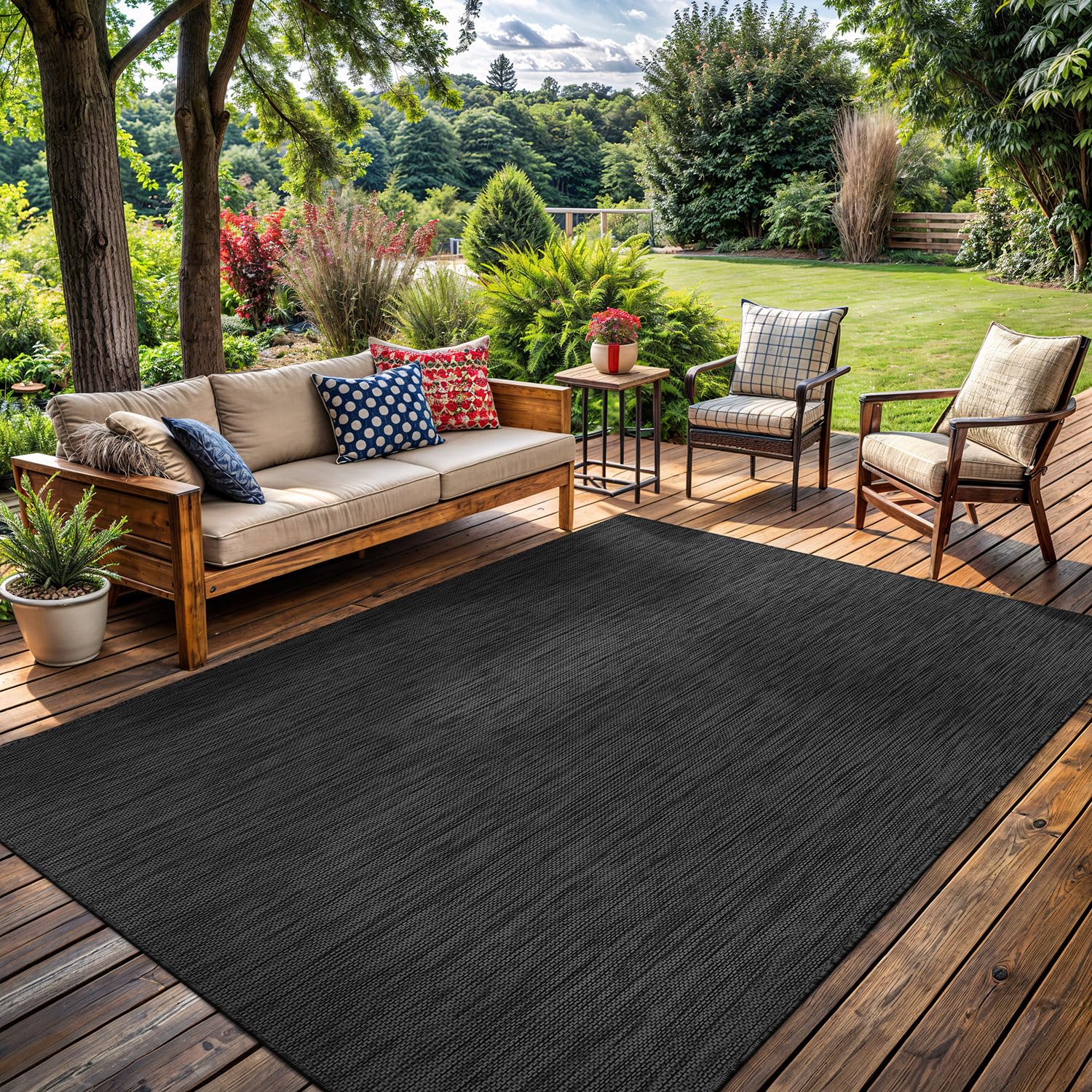 Washable Indoor Outdoor Rug 6x9 Modern Area Rugs Branch Pattern Non Shedding Waterproof Easy Clean Patio Deck Porch Living Room Bedroom Garden RV (6 X 9 Blue)