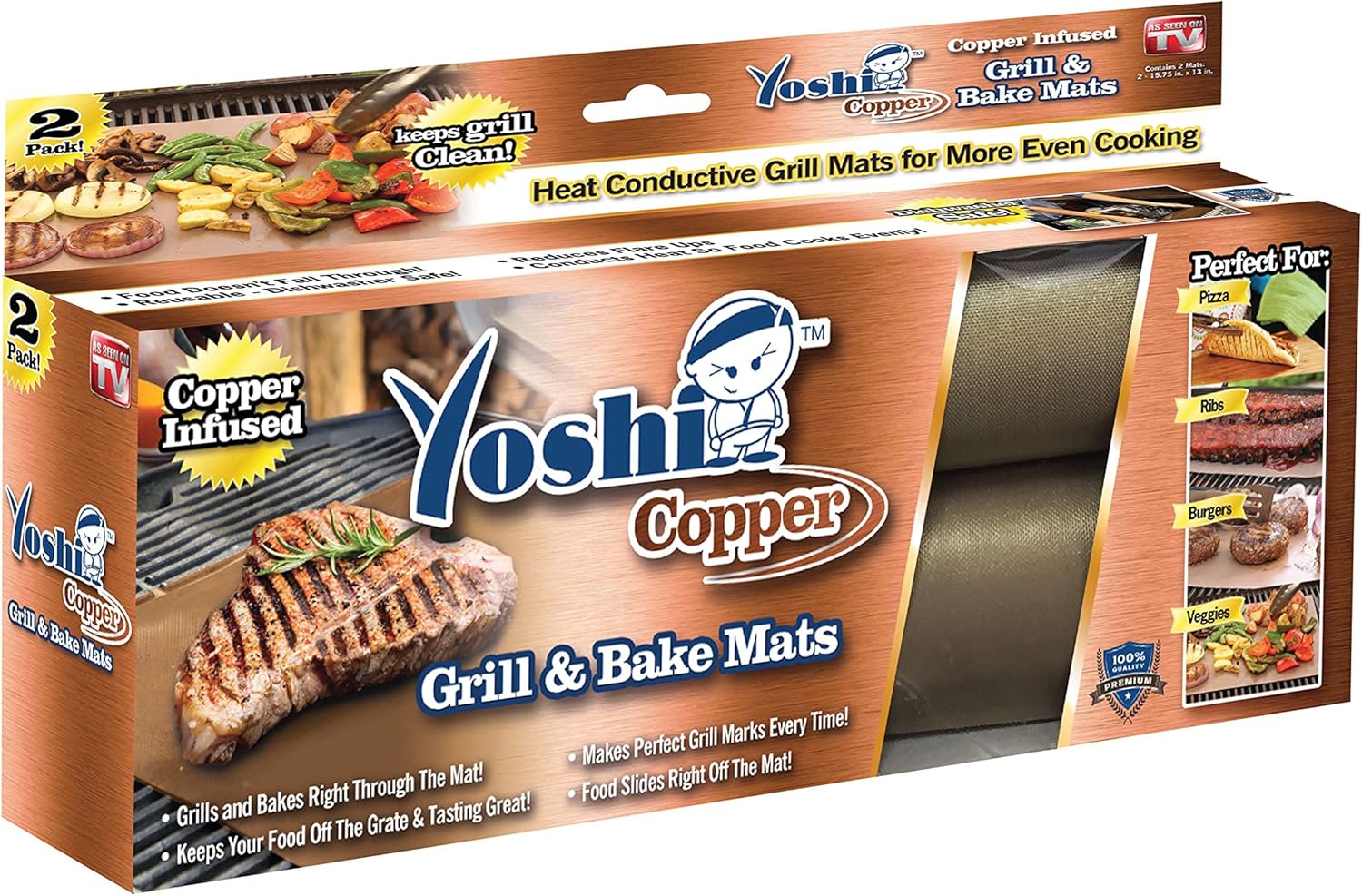 As Seen On TV YOSHI GRILL & BAKE MATS (2 Pack), Copper