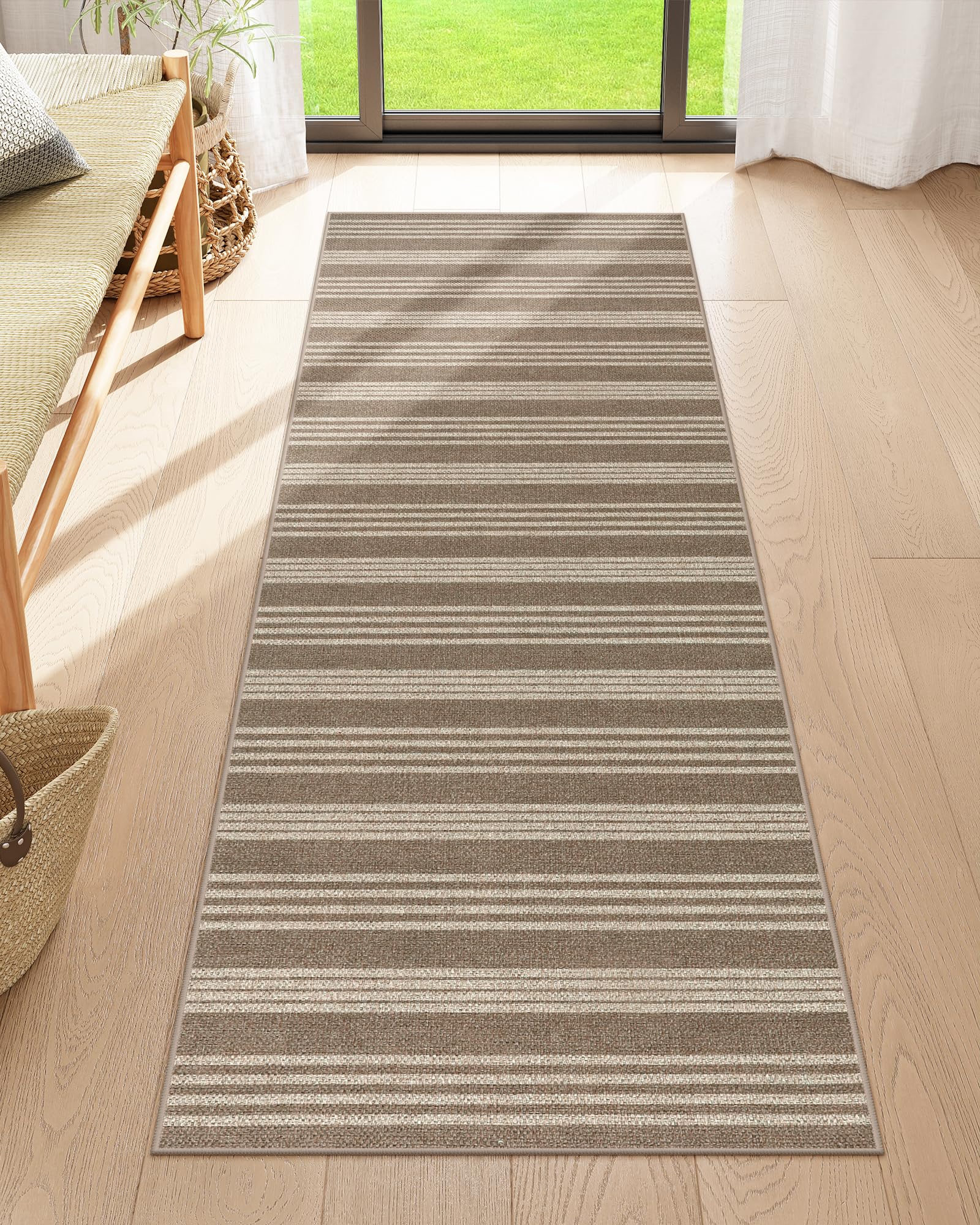 Lahome Striped Easy Jute Outdoor Patio Rug, 3x5 Washable Rugs for Entryway Porch, Farmhouse Neutral Non Shedding Indoor Outdoor Carpet for Entry Kitchen Guestroom Deck Foyer