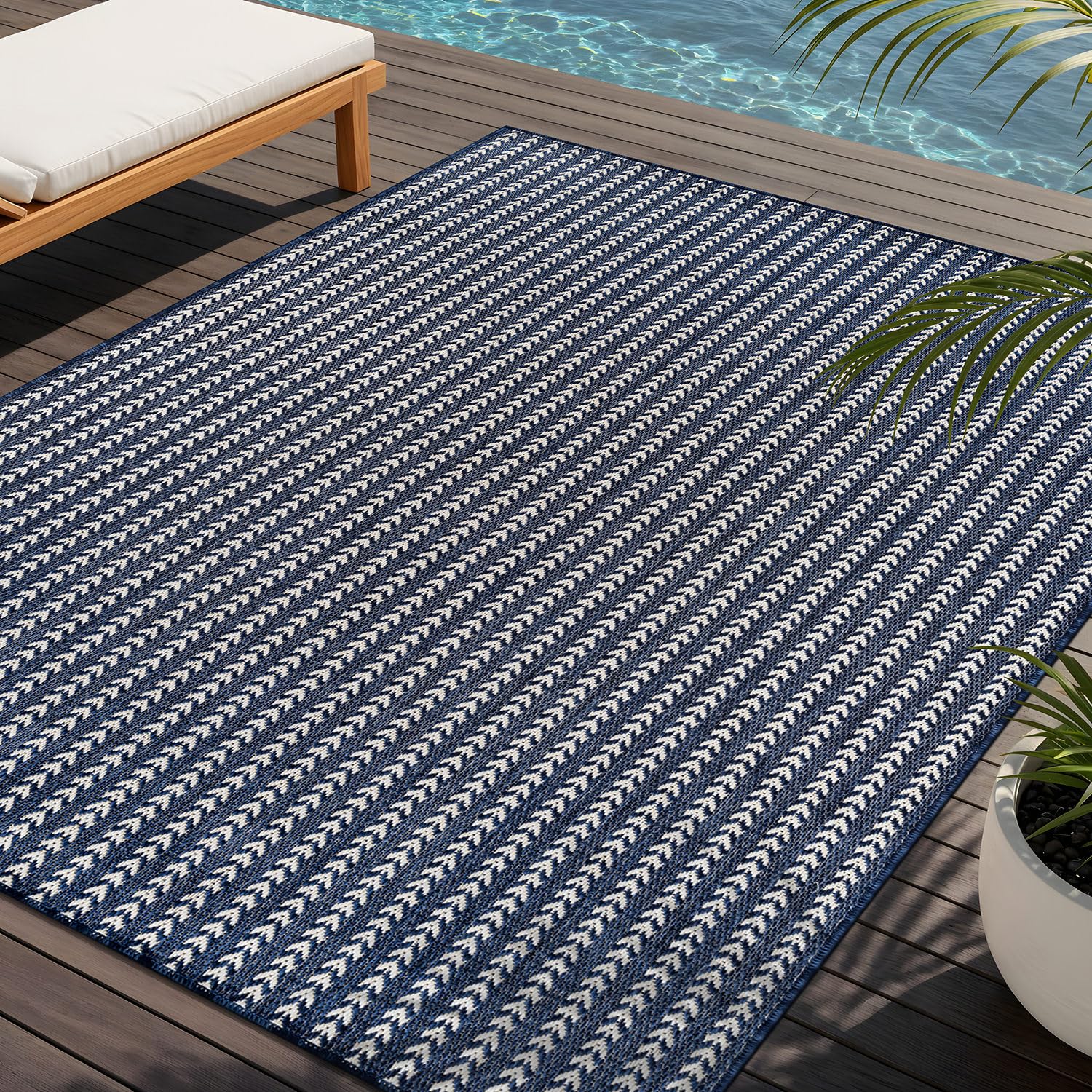 Washable Outdoor Rug 5x7 Modern Area Rugs Outdoor Carpets Striped Pattern Non Shedding Waterproof Easy Clean Patio Deck Porch Living Room Bedroom Garden RV (5 X 7 Olive)