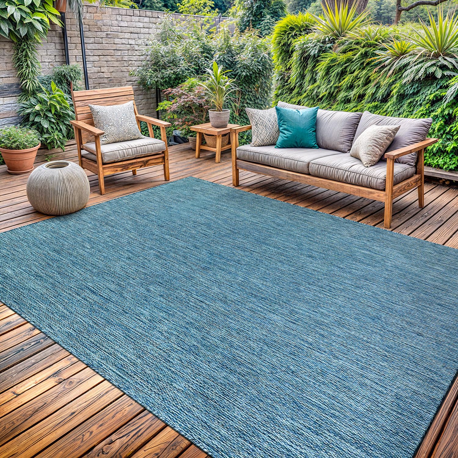 Washable Indoor Outdoor Rug 6x9 Modern Area Rugs Branch Pattern Non Shedding Waterproof Easy Clean Patio Deck Porch Living Room Bedroom Garden RV (6 X 9 Blue)