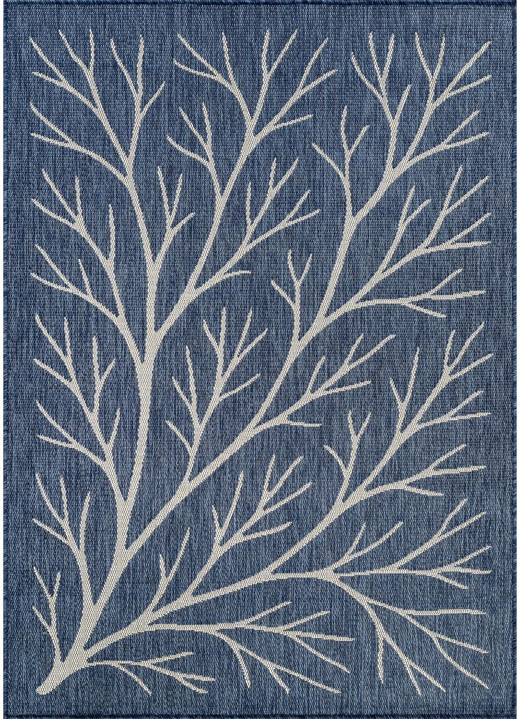 Washable Indoor Outdoor Rug 6x9 Modern Area Rugs Branch Pattern Non Shedding Waterproof Easy Clean Patio Deck Porch Living Room Bedroom Garden RV (6 X 9 Blue)