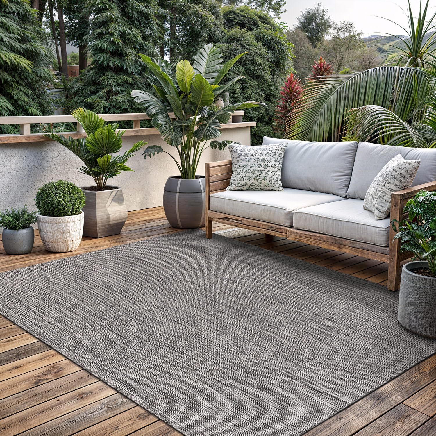 Washable Indoor Outdoor Rug 6x9 Modern Area Rugs Branch Pattern Non Shedding Waterproof Easy Clean Patio Deck Porch Living Room Bedroom Garden RV (6 X 9 Blue)