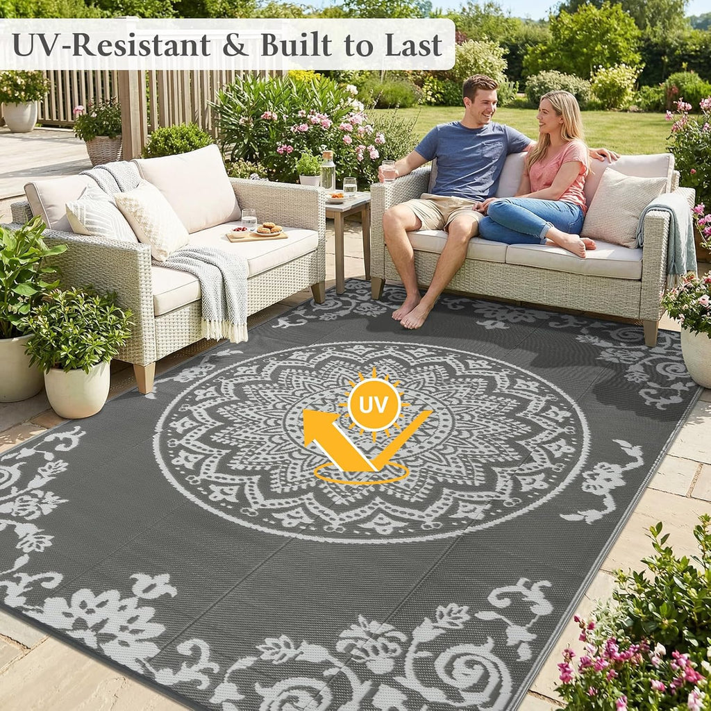 famibay Outdoor Rug Waterproof 5x8 ft, Reversible Outdoor Plastic Straw Rug, UV-Resistant Patio Rug Lightweight Portable RV Mat Indoor Outdoor Carpet for Camping, Balcony, Deck, Backyard, Picnic