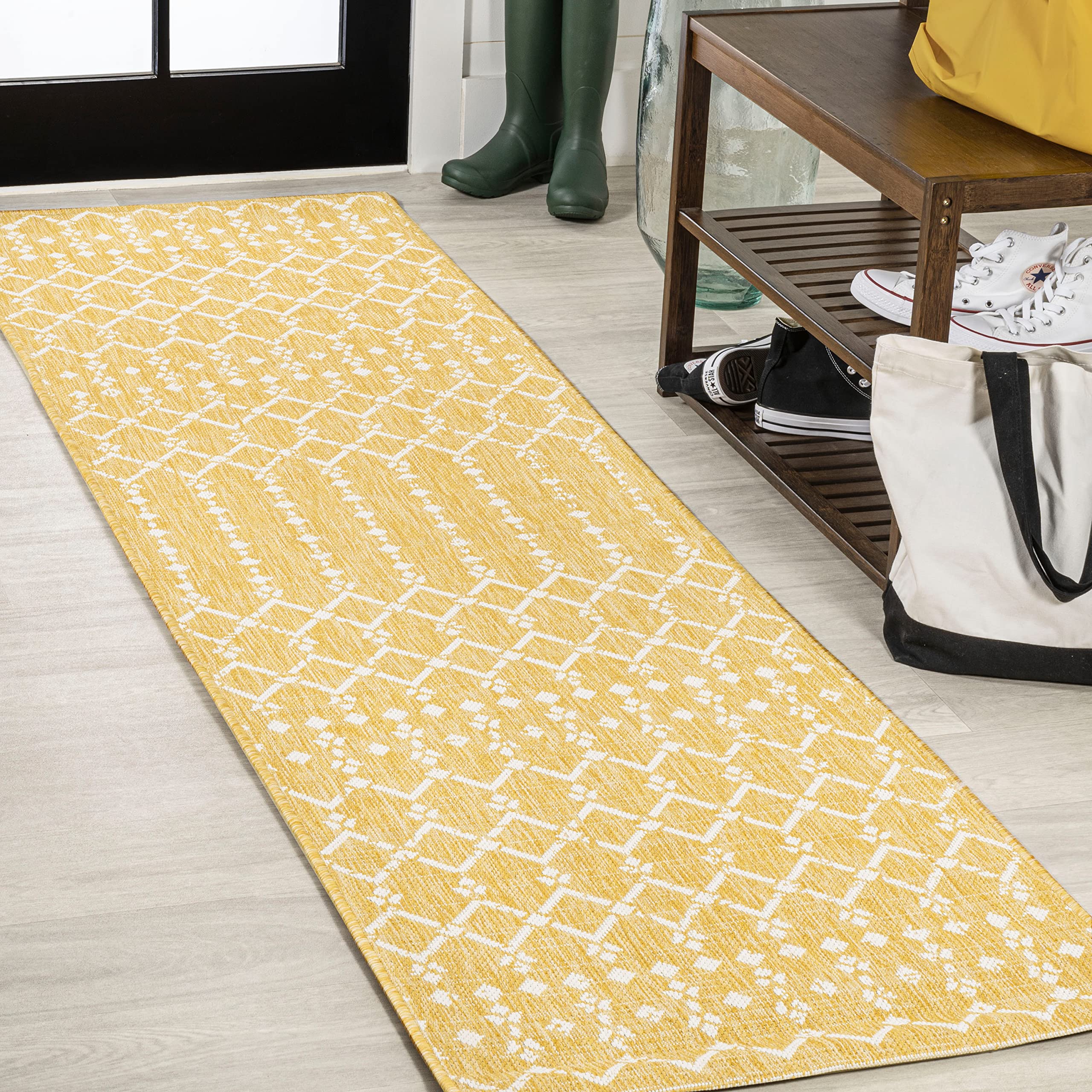 JONATHAN Y Moroccan Geometric Indoor Outdoor Area Rug 8X10 Natural/Black, Ourika Textured Weave for Backyard, Patio, Porch, Easy-Cleaning, High Traffic, Pet-Friendly, Non-Shedding (SMB108D-8)