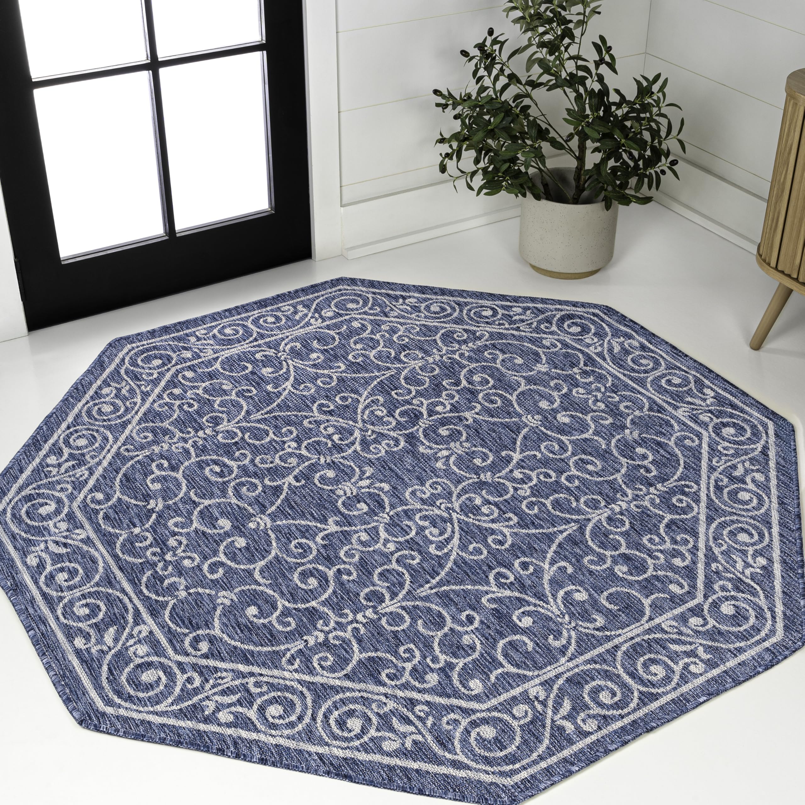 JONATHAN Y Vintage Filigree Indoor Outdoor Area Rug 5X8 Red/Beige, Charleston Textured Weave for Backyard, Patio, Porch, Easy-Cleaning, High Traffic, Pet-Friendly, Non-Shedding (SMB106B-5)