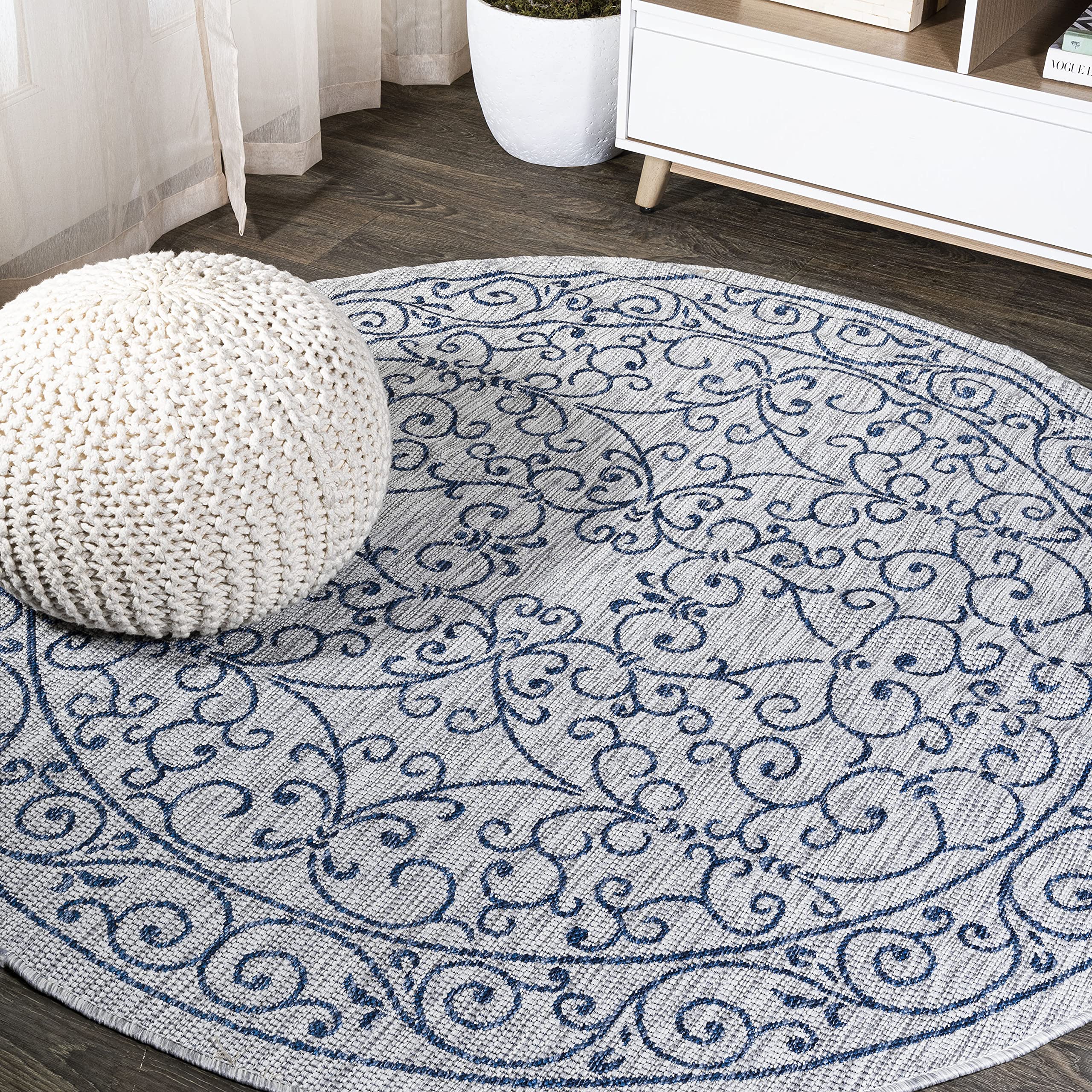 JONATHAN Y Vintage Filigree Indoor Outdoor Area Rug 5X8 Red/Beige, Charleston Textured Weave for Backyard, Patio, Porch, Easy-Cleaning, High Traffic, Pet-Friendly, Non-Shedding (SMB106B-5)