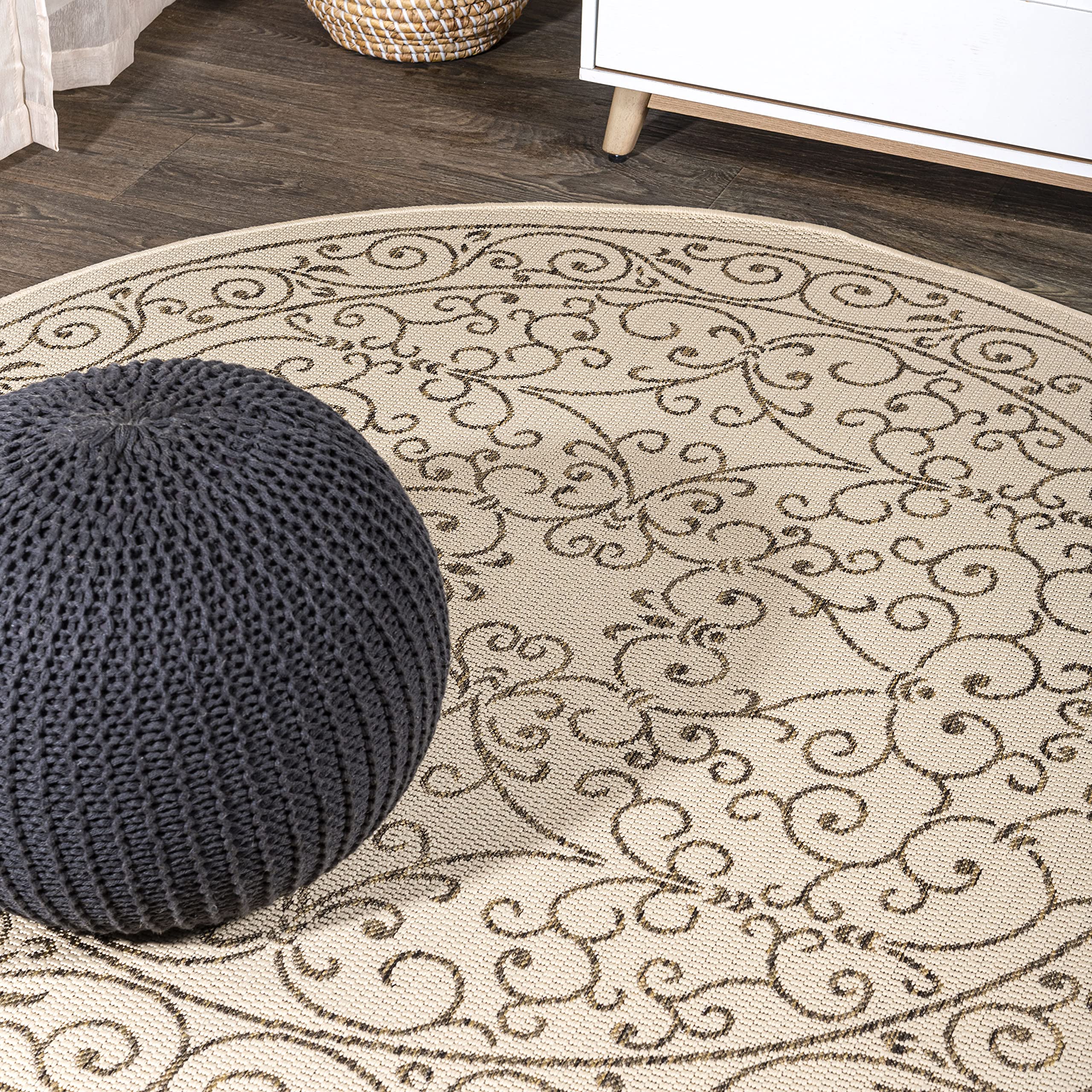JONATHAN Y Vintage Filigree Indoor Outdoor Area Rug 5X8 Red/Beige, Charleston Textured Weave for Backyard, Patio, Porch, Easy-Cleaning, High Traffic, Pet-Friendly, Non-Shedding (SMB106B-5)