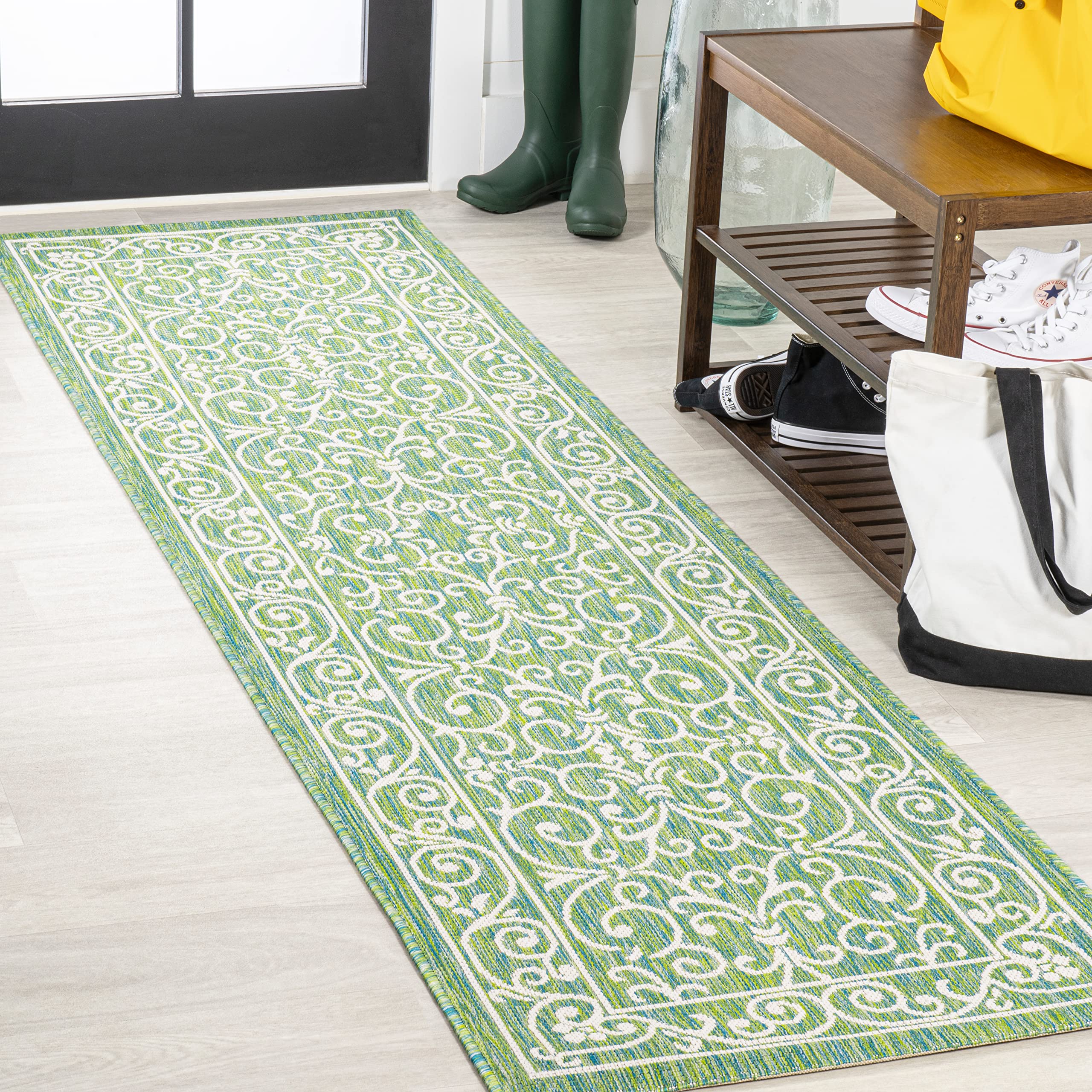 JONATHAN Y Vintage Filigree Indoor Outdoor Area Rug 5X8 Red/Beige, Charleston Textured Weave for Backyard, Patio, Porch, Easy-Cleaning, High Traffic, Pet-Friendly, Non-Shedding (SMB106B-5)