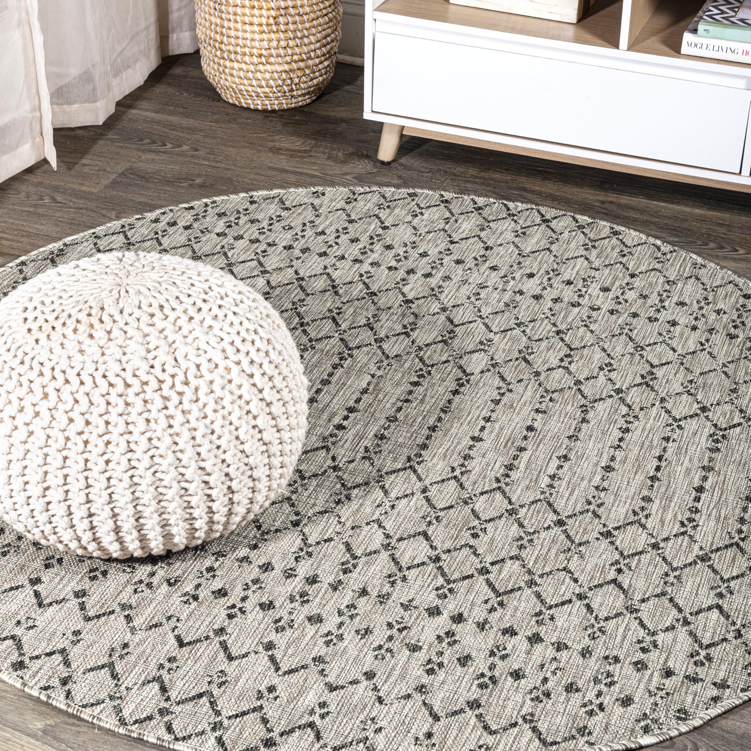 JONATHAN Y Moroccan Geometric Indoor Outdoor Area Rug 8X10 Natural/Black, Ourika Textured Weave for Backyard, Patio, Porch, Easy-Cleaning, High Traffic, Pet-Friendly, Non-Shedding (SMB108D-8)