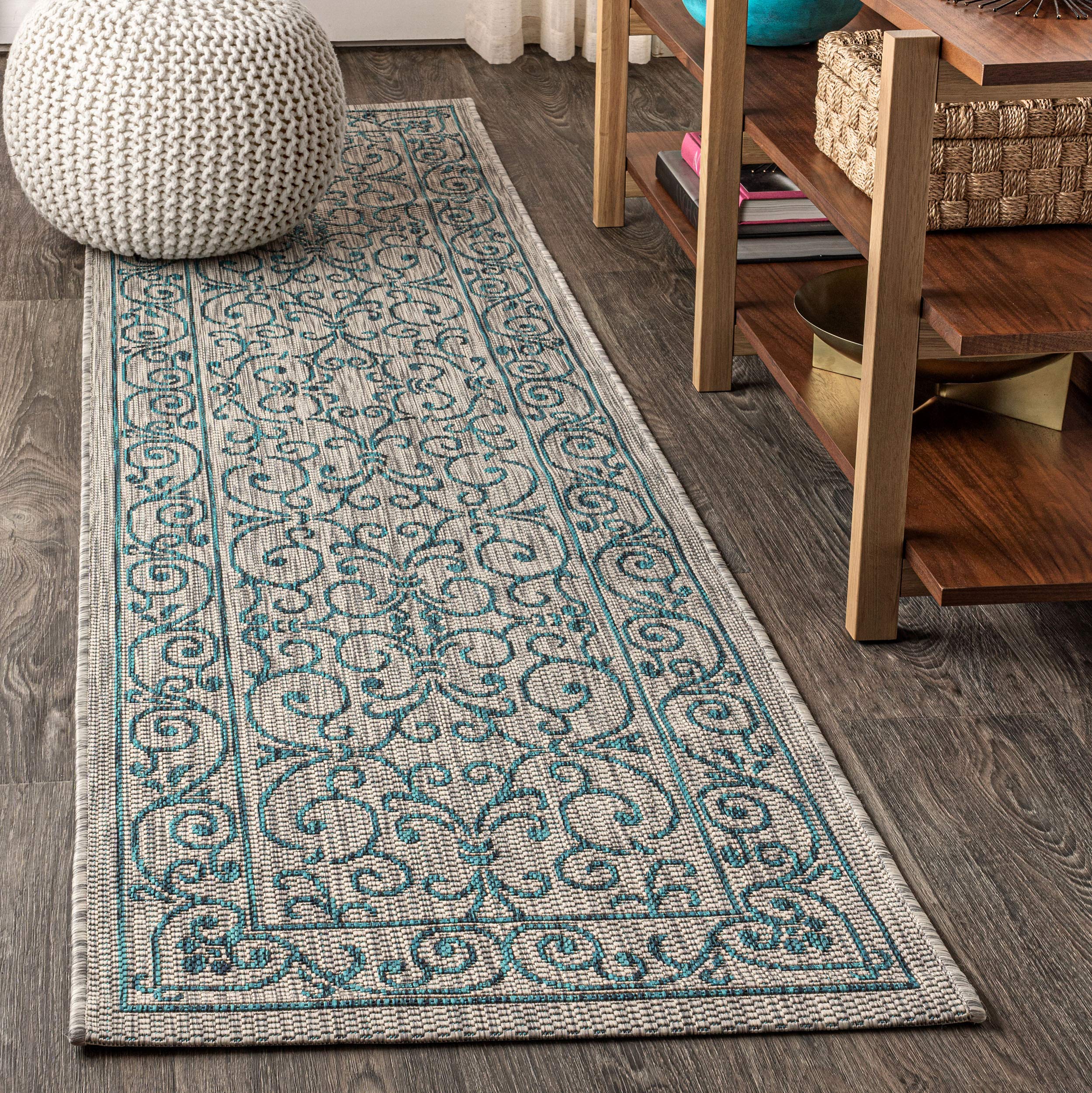 JONATHAN Y Vintage Filigree Indoor Outdoor Area Rug 5X8 Red/Beige, Charleston Textured Weave for Backyard, Patio, Porch, Easy-Cleaning, High Traffic, Pet-Friendly, Non-Shedding (SMB106B-5)