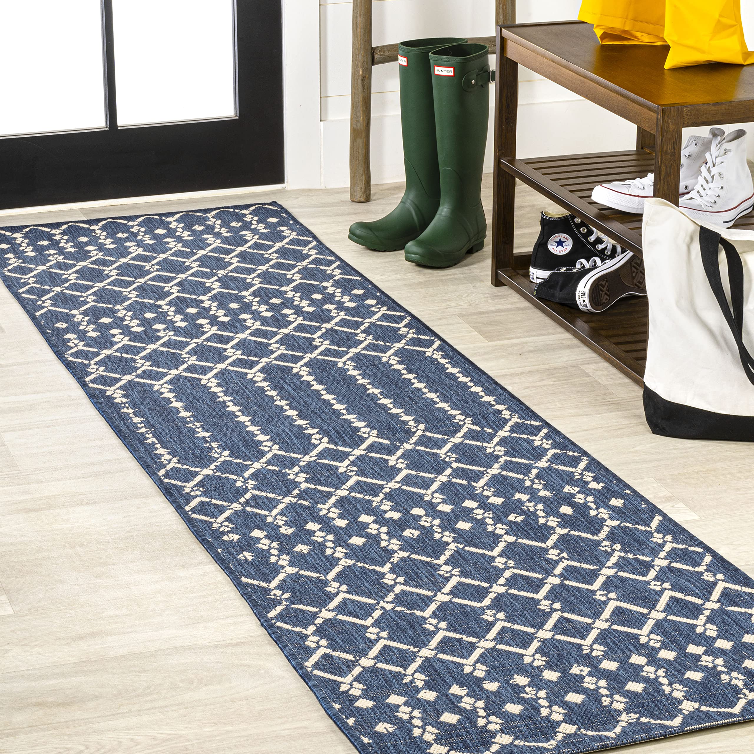 JONATHAN Y Moroccan Geometric Indoor Outdoor Area Rug 8X10 Natural/Black, Ourika Textured Weave for Backyard, Patio, Porch, Easy-Cleaning, High Traffic, Pet-Friendly, Non-Shedding (SMB108D-8)