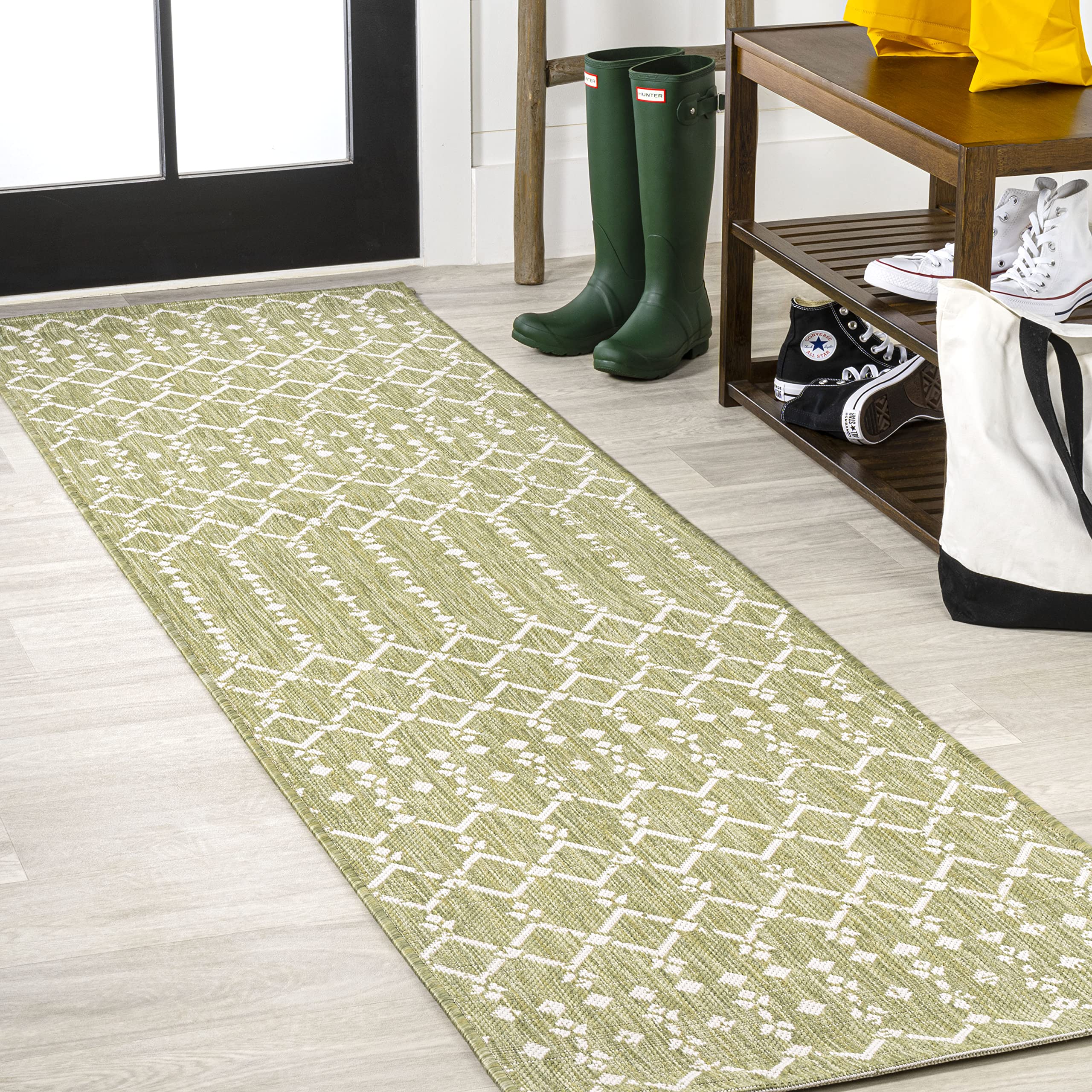 JONATHAN Y Moroccan Geometric Indoor Outdoor Area Rug 8X10 Natural/Black, Ourika Textured Weave for Backyard, Patio, Porch, Easy-Cleaning, High Traffic, Pet-Friendly, Non-Shedding (SMB108D-8)
