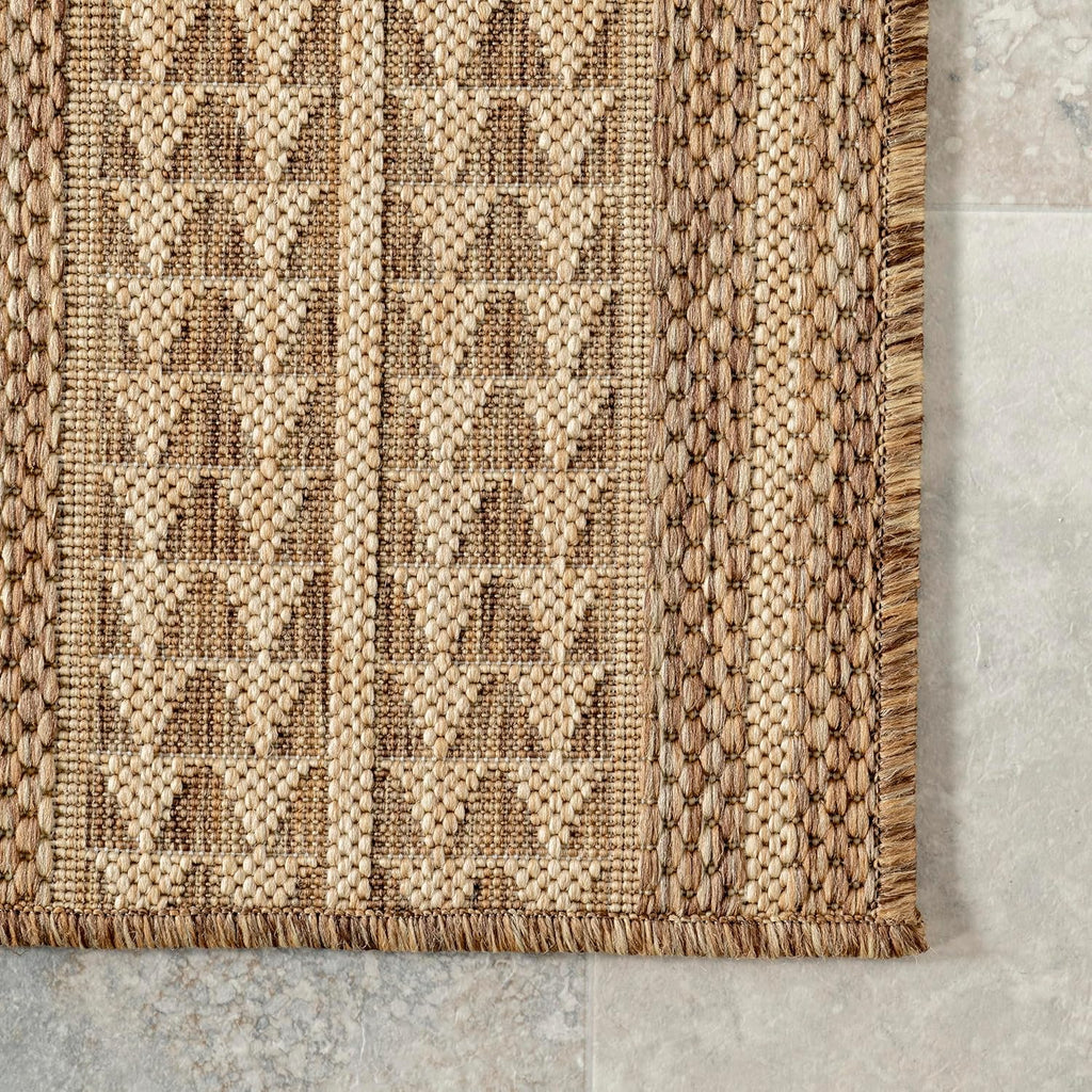 nuLOOM 4x6 Outdoor/Indoor Ranya Tribal Area Rug, Light Brown, Geometric Design, Stain Resistant, Highly Durable, For Patio, Balcony, Bedroom, Dining Room, Living Room, Bathroom