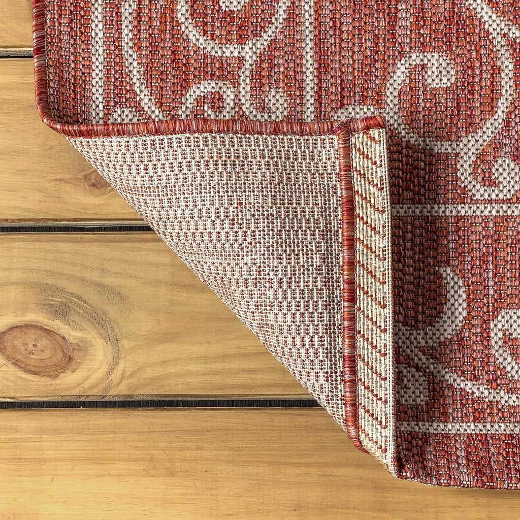 JONATHAN Y Vintage Filigree Indoor Outdoor Area Rug 5X8 Red/Beige, Charleston Textured Weave for Backyard, Patio, Porch, Easy-Cleaning, High Traffic, Pet-Friendly, Non-Shedding (SMB106B-5)