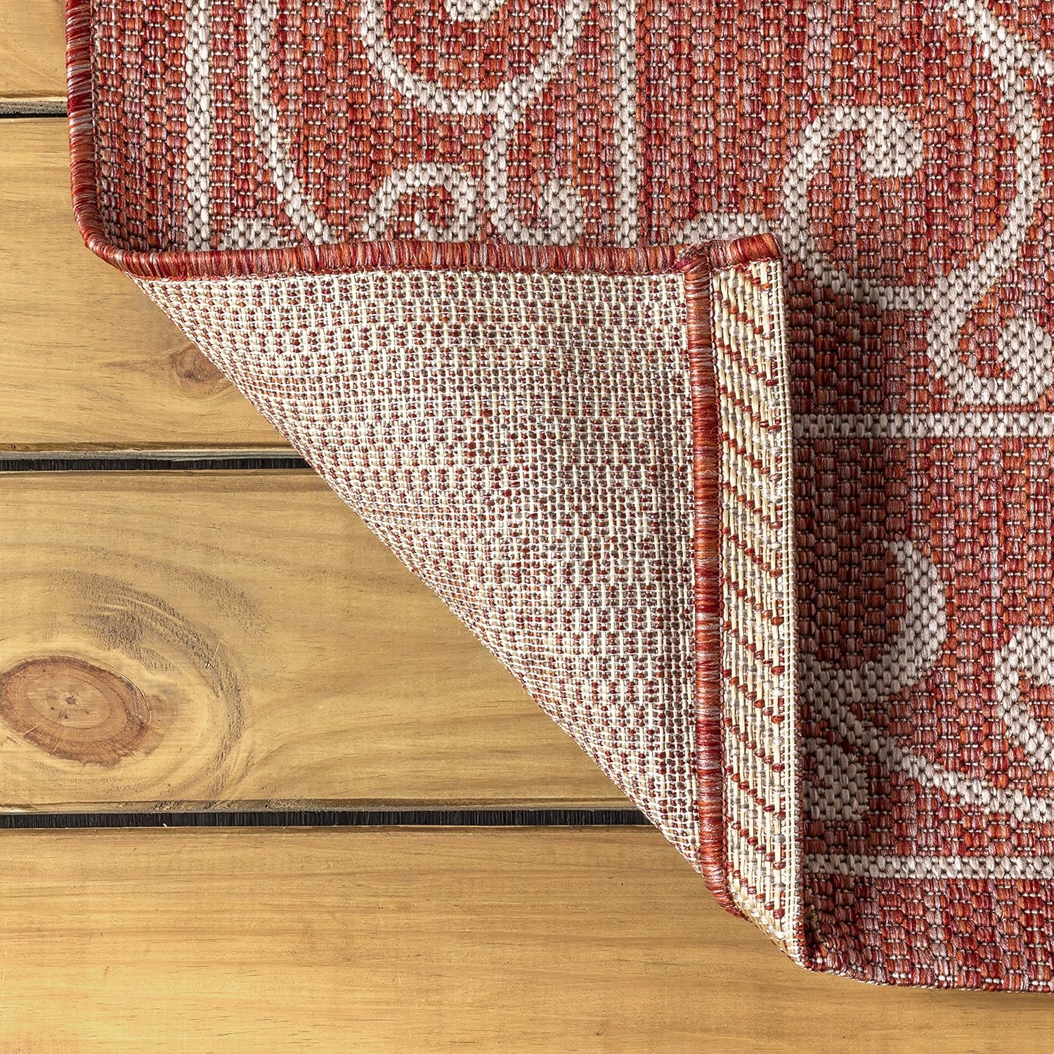 JONATHAN Y Vintage Filigree Indoor Outdoor Area Rug 5X8 Red/Beige, Charleston Textured Weave for Backyard, Patio, Porch, Easy-Cleaning, High Traffic, Pet-Friendly, Non-Shedding (SMB106B-5)