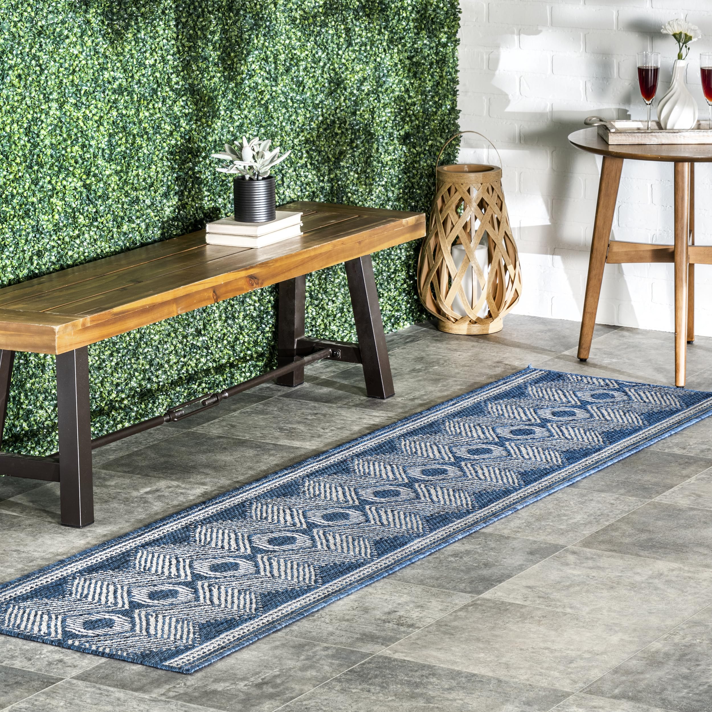 nuLOOM 4x6 Outdoor/Indoor Ranya Tribal Area Rug, Light Brown, Geometric Design, Stain Resistant, Highly Durable, For Patio, Balcony, Bedroom, Dining Room, Living Room, Bathroom