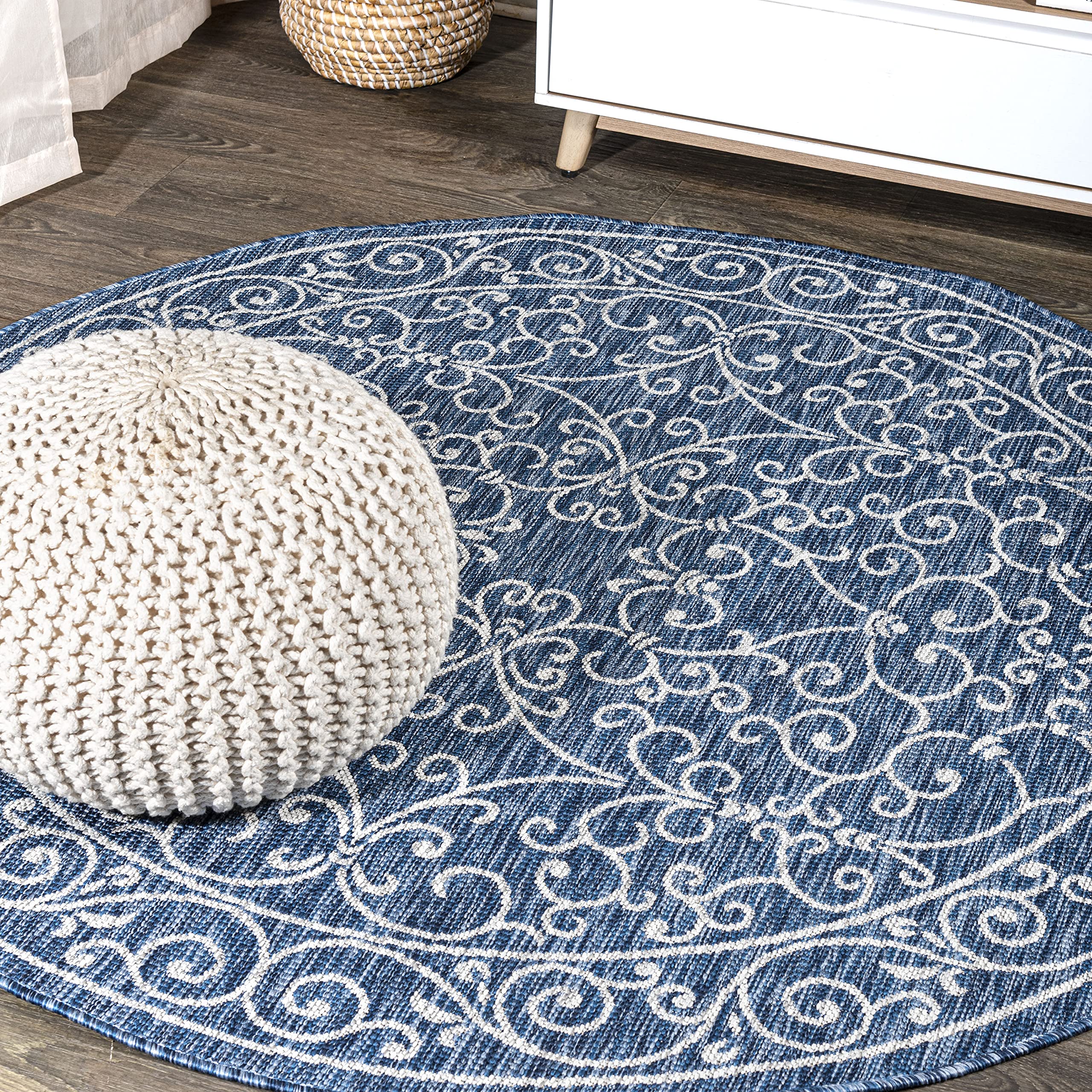 JONATHAN Y Vintage Filigree Indoor Outdoor Area Rug 5X8 Red/Beige, Charleston Textured Weave for Backyard, Patio, Porch, Easy-Cleaning, High Traffic, Pet-Friendly, Non-Shedding (SMB106B-5)
