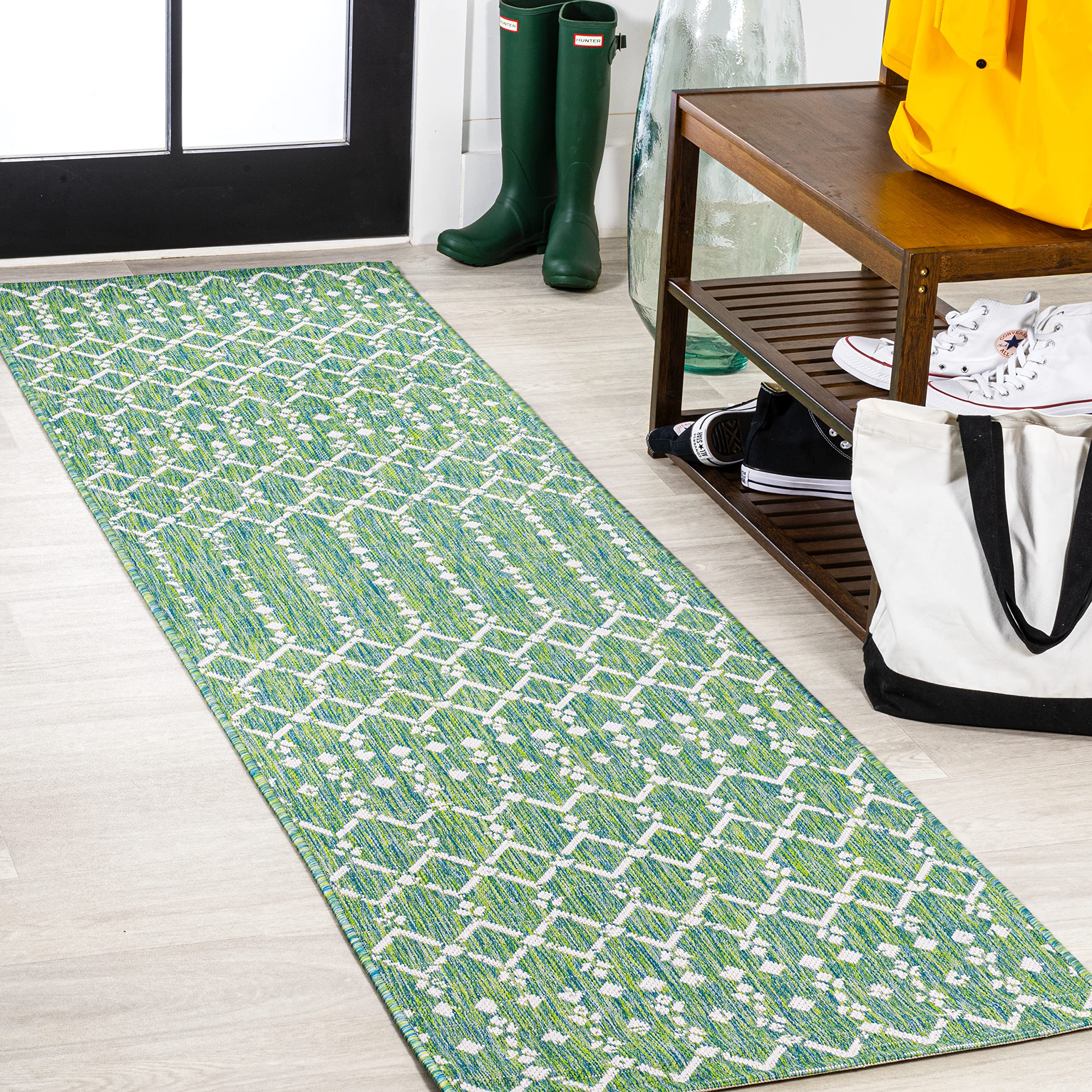 JONATHAN Y Moroccan Geometric Indoor Outdoor Area Rug 8X10 Natural/Black, Ourika Textured Weave for Backyard, Patio, Porch, Easy-Cleaning, High Traffic, Pet-Friendly, Non-Shedding (SMB108D-8)