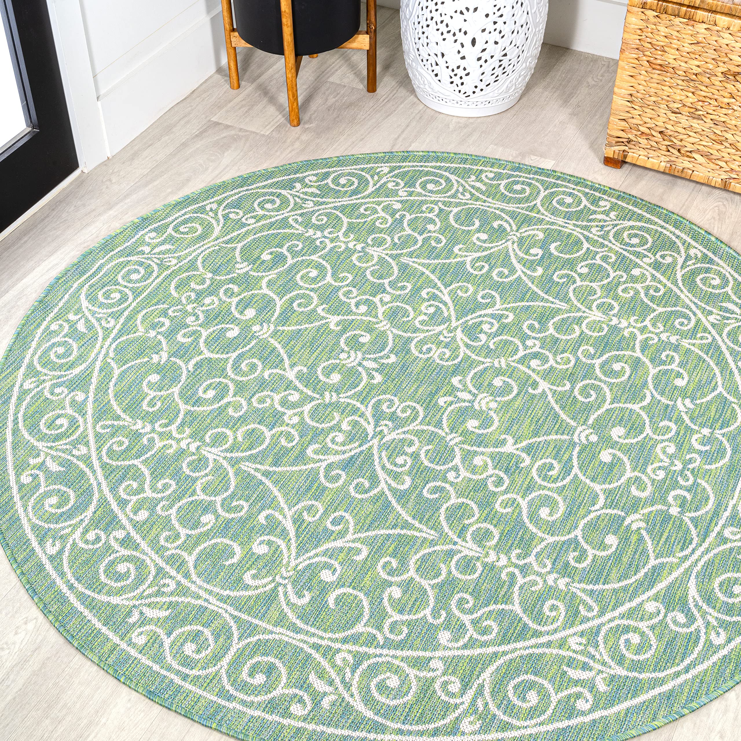 JONATHAN Y Vintage Filigree Indoor Outdoor Area Rug 5X8 Red/Beige, Charleston Textured Weave for Backyard, Patio, Porch, Easy-Cleaning, High Traffic, Pet-Friendly, Non-Shedding (SMB106B-5)