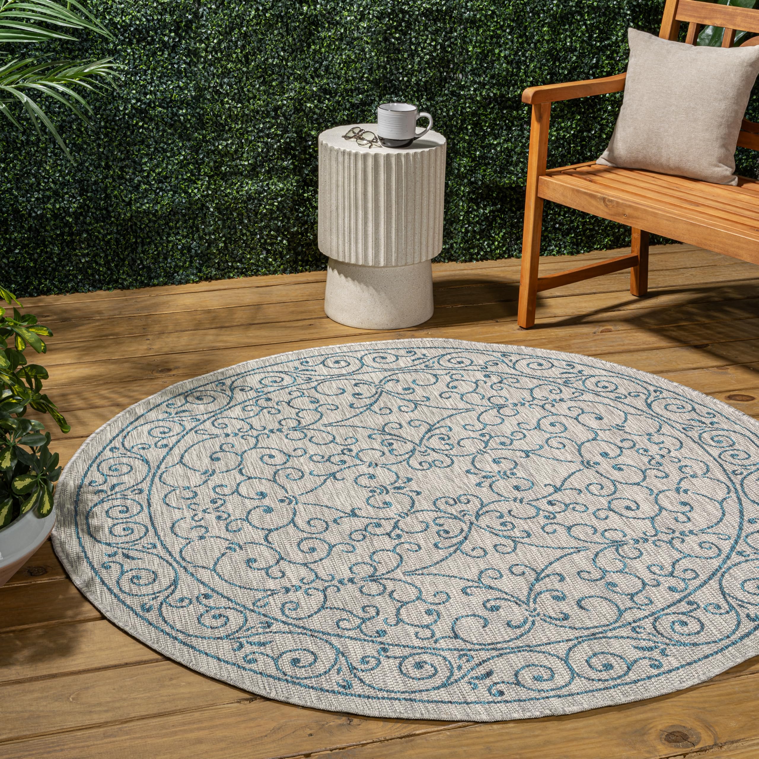 JONATHAN Y Vintage Filigree Indoor Outdoor Area Rug 5X8 Red/Beige, Charleston Textured Weave for Backyard, Patio, Porch, Easy-Cleaning, High Traffic, Pet-Friendly, Non-Shedding (SMB106B-5)