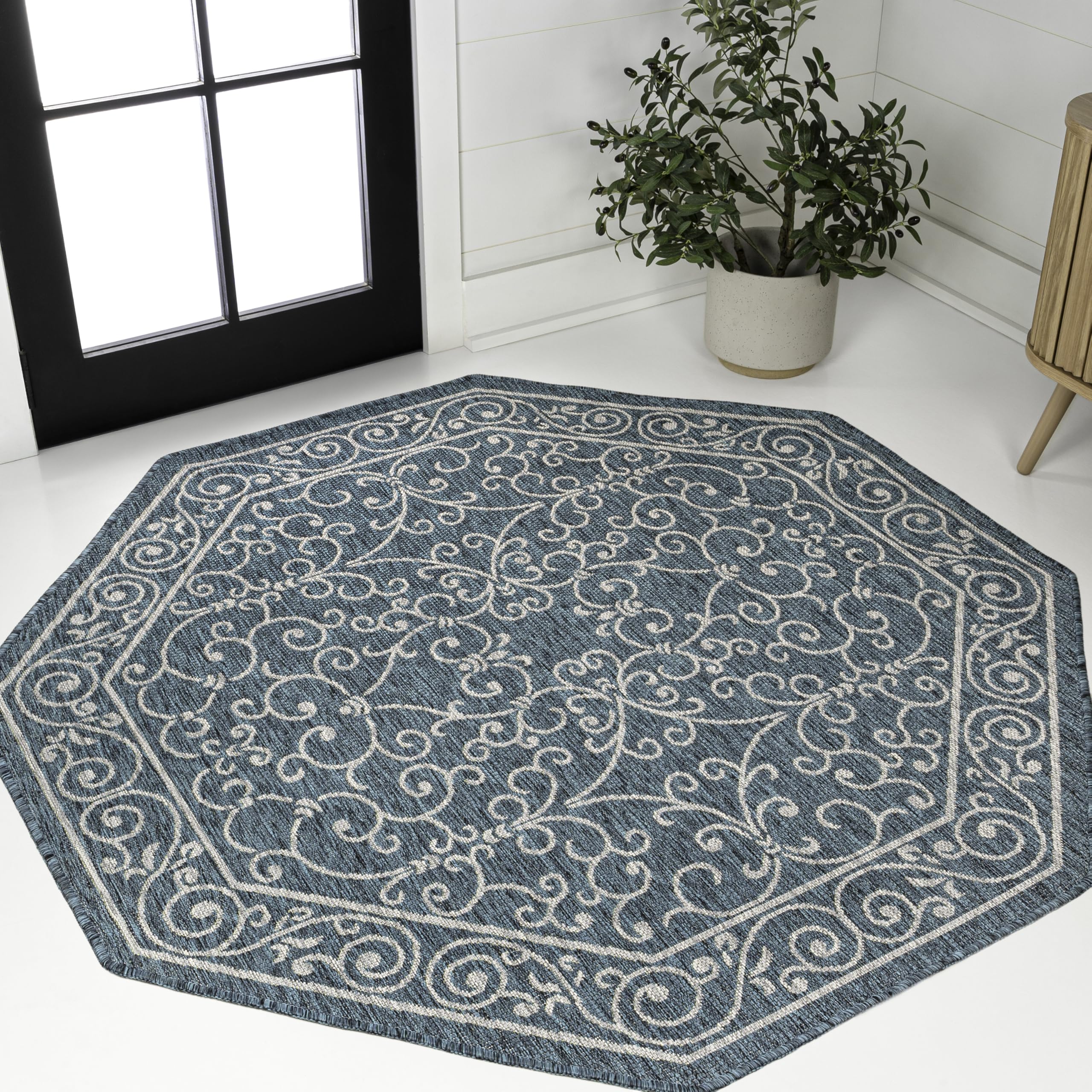 JONATHAN Y Vintage Filigree Indoor Outdoor Area Rug 5X8 Red/Beige, Charleston Textured Weave for Backyard, Patio, Porch, Easy-Cleaning, High Traffic, Pet-Friendly, Non-Shedding (SMB106B-5)