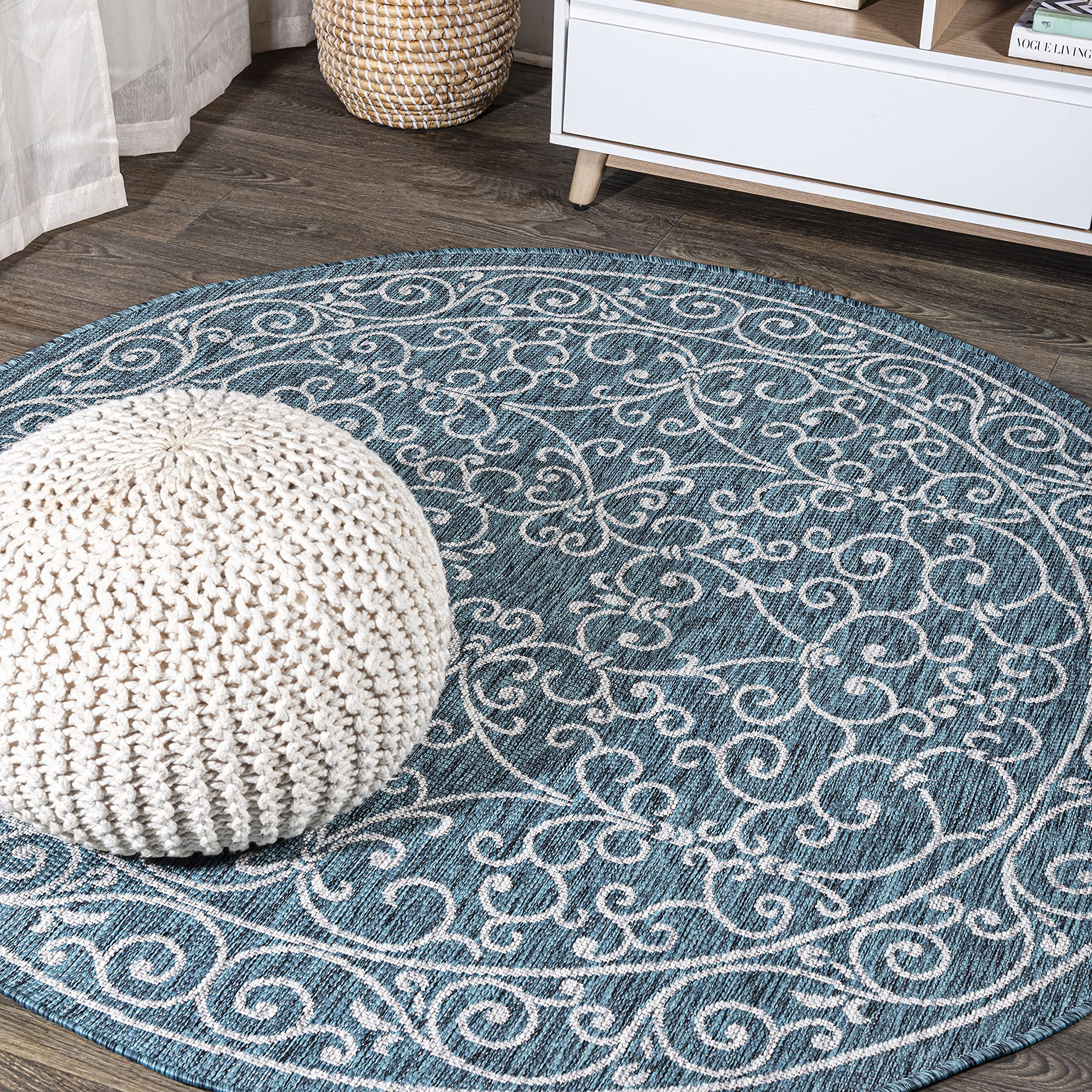 JONATHAN Y Vintage Filigree Indoor Outdoor Area Rug 5X8 Red/Beige, Charleston Textured Weave for Backyard, Patio, Porch, Easy-Cleaning, High Traffic, Pet-Friendly, Non-Shedding (SMB106B-5)