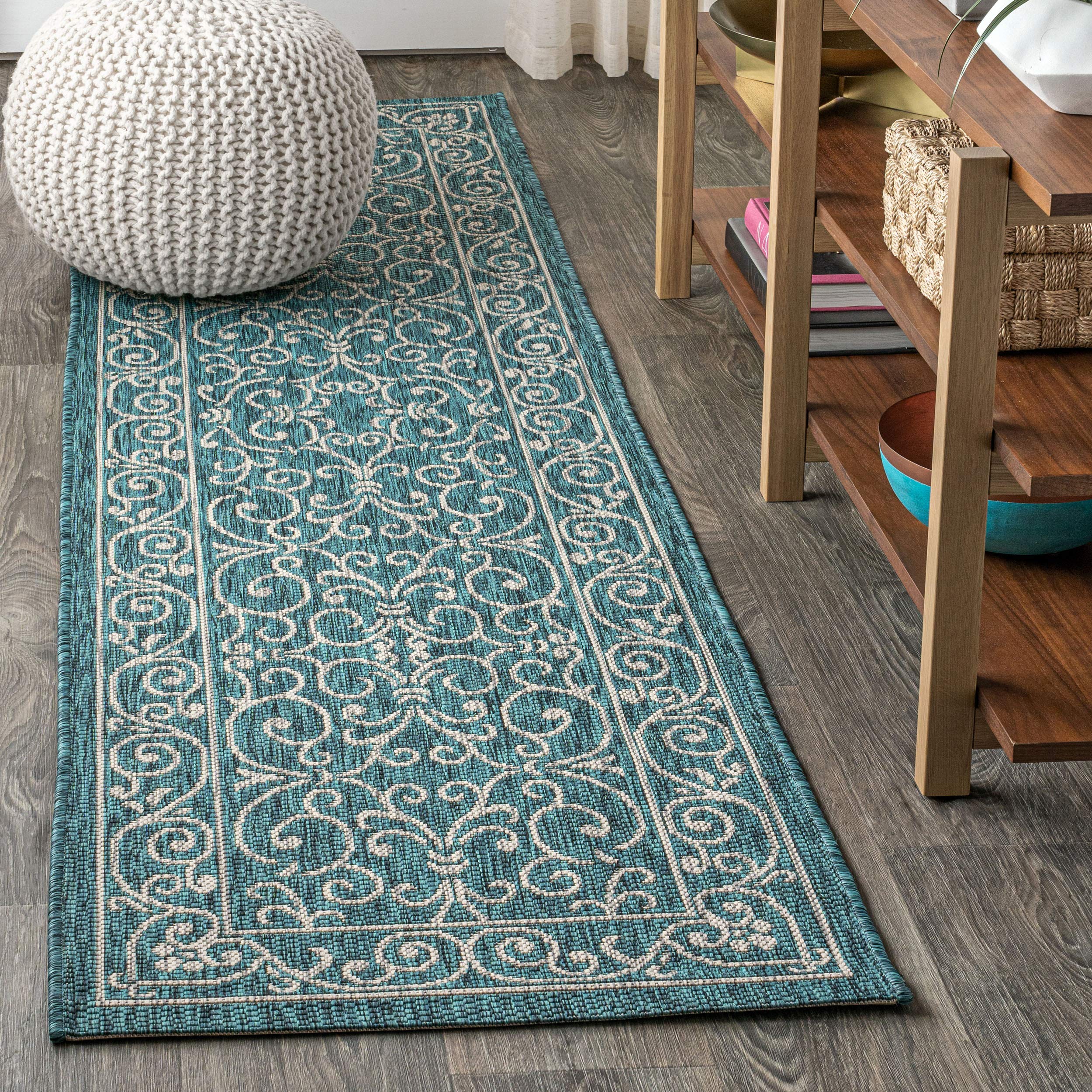 JONATHAN Y Vintage Filigree Indoor Outdoor Area Rug 5X8 Red/Beige, Charleston Textured Weave for Backyard, Patio, Porch, Easy-Cleaning, High Traffic, Pet-Friendly, Non-Shedding (SMB106B-5)